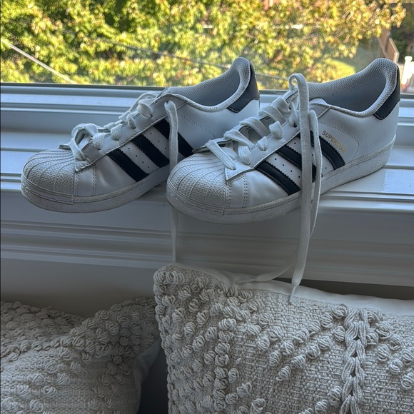 Adidas Kids White and Black Superstar Sneakers - Picture 1 of 8